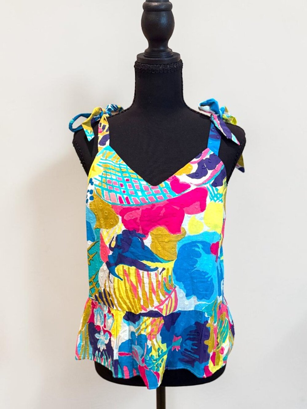 J Crew Seaside Floral Peplum 100% Cotton Lined Summer Top, Size 6P